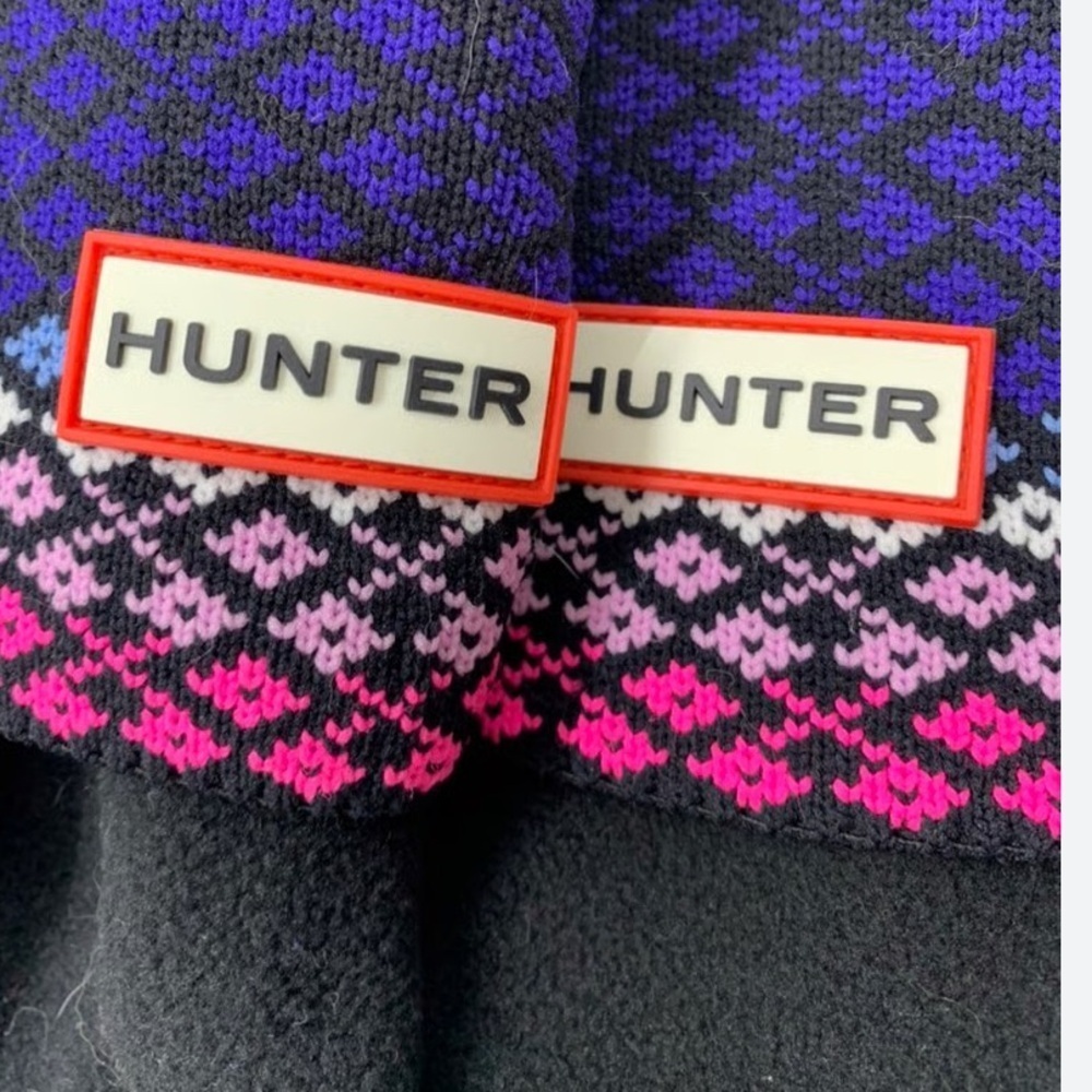 HUNTER Tall Fleece Boot Socks Fair Isle Size 5-7 like new